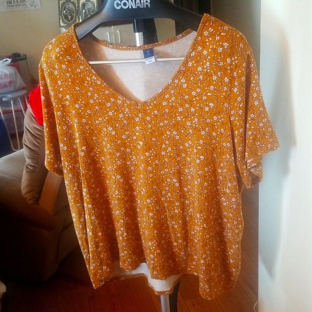 Old Navy Mustard Floral Tee XXL